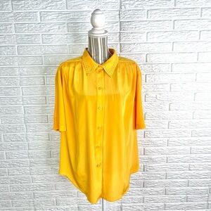 Vintage C.S.T. Studio Yellow Button Up Shirt Embroidered Collar Plus Size 22W
